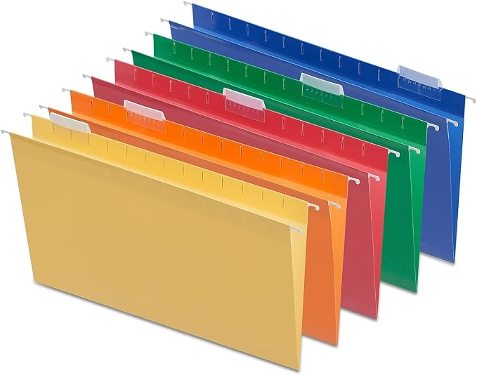 Staples Reinforced Hanging File Folders, Legal Size, 5‑Tab, Assorted Colors, Durable Construction – 25/Box by Unknown