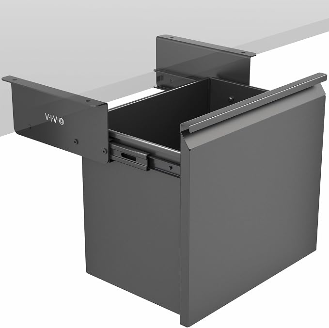 VIVO Black Under Desk Filing Cabinet, MOUNT-FCD1S-B | Metal Office Storage Drawer, Holds 22 lbs, for 8.5 x 11 inch Letter-Size Folders by Unknown