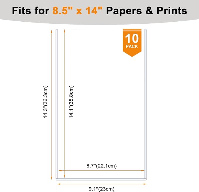 Ndsox 10 Pack 8.5" x 14" Rigid Print Protectors Clear Hard Plastic Sheet Protectors Top-Loading Rigid Menu Covers for Legal Size Paper, Documents, Photo, Posters, Prints, Artworks, Birth Certificates - Image 2