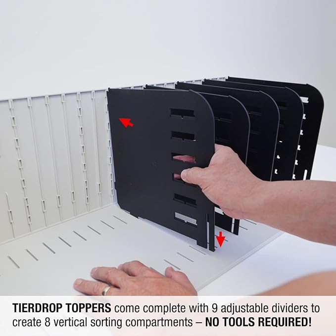 Ultimate Office TierDrop Topper Hanging Vertical File Organizer, 7 Slot | 9 dividers adjustable in 1 inch increments; sits atop TierDrop sorters to add vertical filing for folders and binders - Image 5