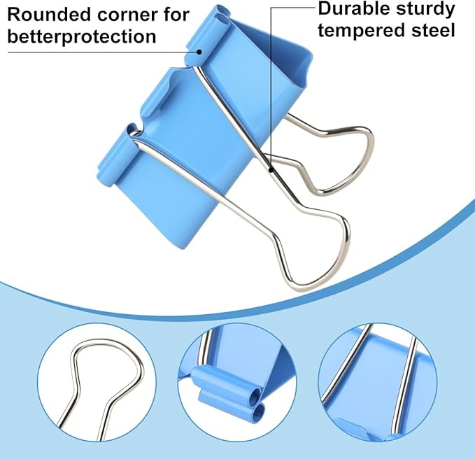 Colored Binder Clips,Medium Binder Clip 1.25 Inch (48 Pack) with Container,Color Binder Clips Medium Size, Big Paper Clips Clamps, Clips for Paperwork, for Office and Home Supplies School