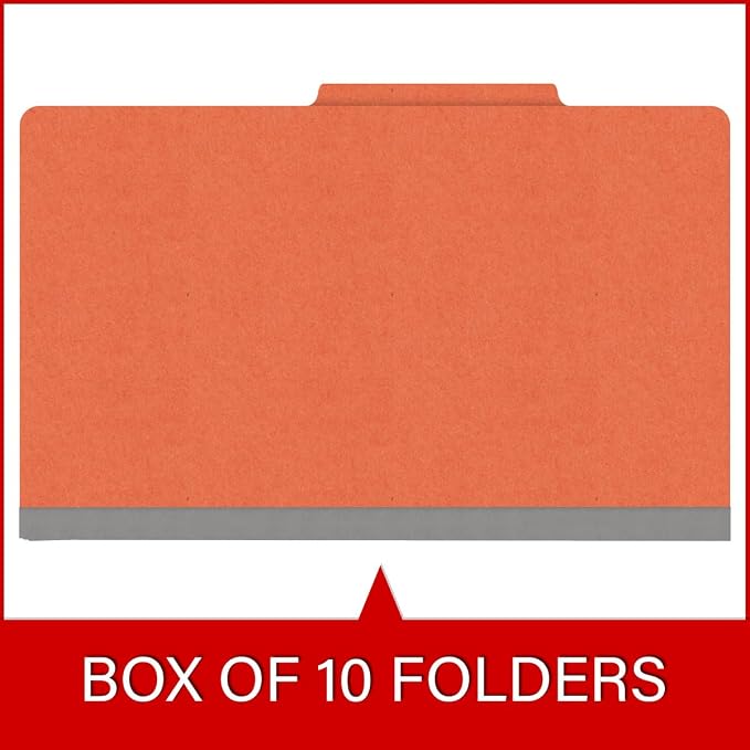 18 pt Heavy Duty Top Tab Color Folders, 2/5 Cut ROC Top Tab, Legal Size, 2 Dividers, Orange (Box of 10) - Image 6