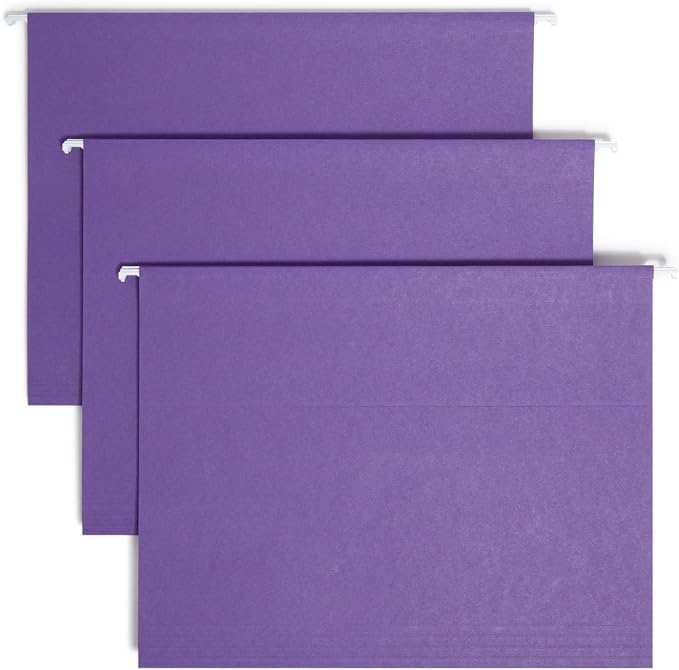 Smead Colored Hanging File Folder with Tab, 1/5-Cut Adjustable Tab, Letter Size, Purple, 25 per Box (64072) (Pack of 1) - Image 2