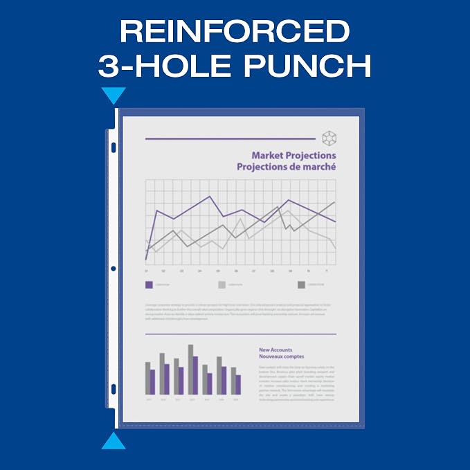 Oxford Sheet Protectors, Clear Finish, Page Protectors for 3 Ring Binder,Top Load, Letter Size Plastic Sleeves, Reinforced 3 Hole Punch for Binders, 200 per Box (33268) - Image 4