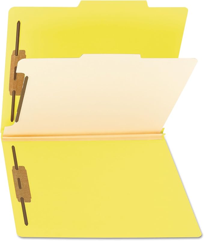 Smead Classification Folder with Prongs, 1 Divider, 2" Fasteners, Letter Size, for Documents Organization, Durable File Organizer for Home, School or Office, Yellow (13704) - Image 5