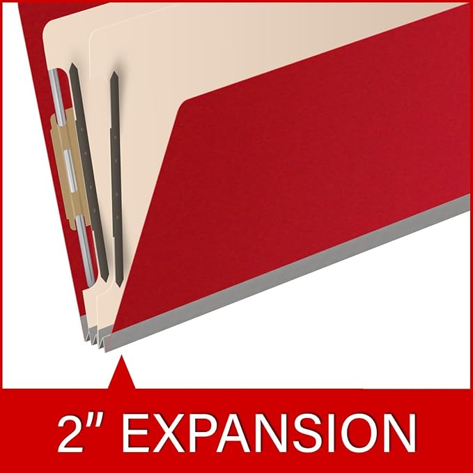 25 Pt. Pressboard Classification Folders, 2/5 Cut ROC Top Tab, Legal Size, 2 Dividers, Deep Red (Box of 10) - Image 7