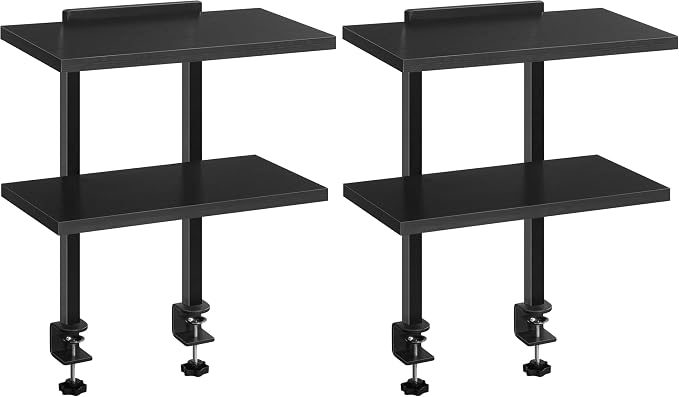 MAHANCRIS Clamp On Desk Organizer, 2-Tier Desktop Bookshelf, Adjustable Desk Storage Shelf, Metal Frame, for Office, Study and Game Room, Black DSBK3501 (Pack of 2) by MAHANCRIS