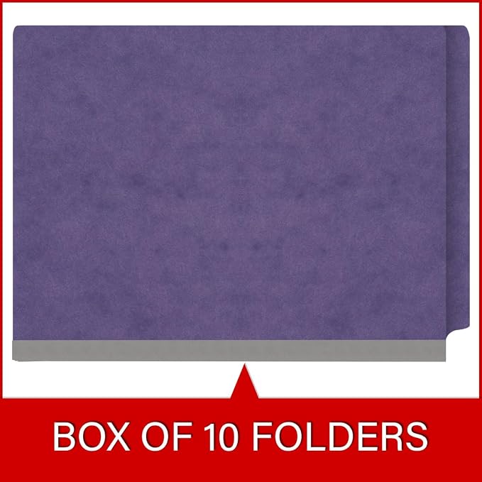 25 Pt. Pressboard Classification Folders, Full Cut End Tab, Letter Size, 2 Dividers, Purple (Box of 10) - Image 6