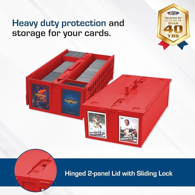 BCW Collectible Card Bin – (2-Pack, Red) | Holds up to 1600 Cards | Plastic Storage Box for Pokémon, MTG & Sports Cards - Image 2