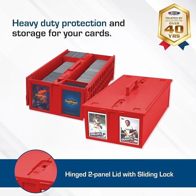 BCW Collectible Card Bin – (Single, Red) | Holds up to 1600 Cards | Plastic Storage Box for Pokémon, MTG & Sports Cards - Image 2