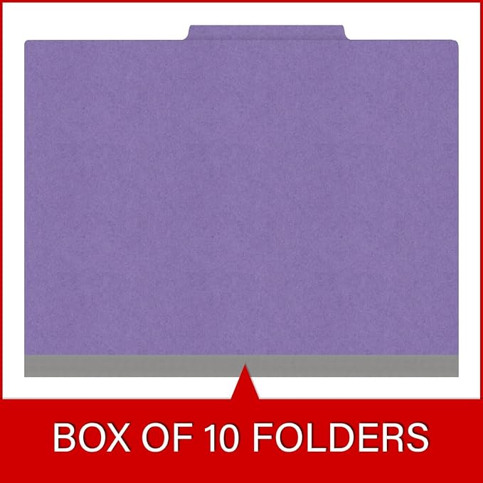 Heavy Duty End Tab Color Folders, 2/5 Cut ROC Top Tab, Letter Size, 2 Divider, Purple (Box of 10) - Image 6