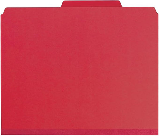 Smead Pressboard Classification File Folder with SafeSHIELD Fasteners, 2 Dividers, 2" Expansion, Letter Size, Bright Red, 10 per Box (14031) by SMEAD