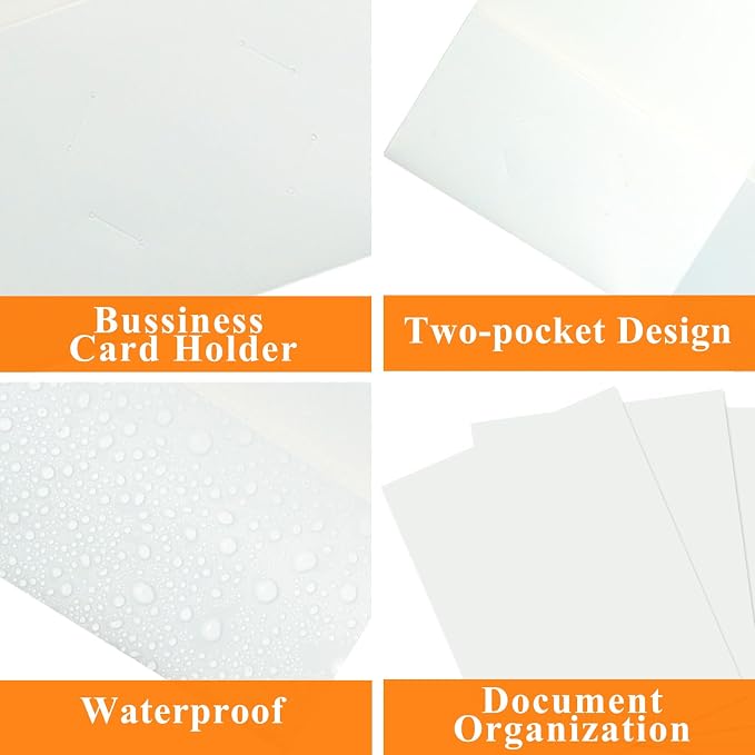 pmybupo 50Pcs White Folders with Pockets and Business Card Holder,2 Pocket Folders for School,Home or Office,Durable Heavy Duty File Folders - Image 3