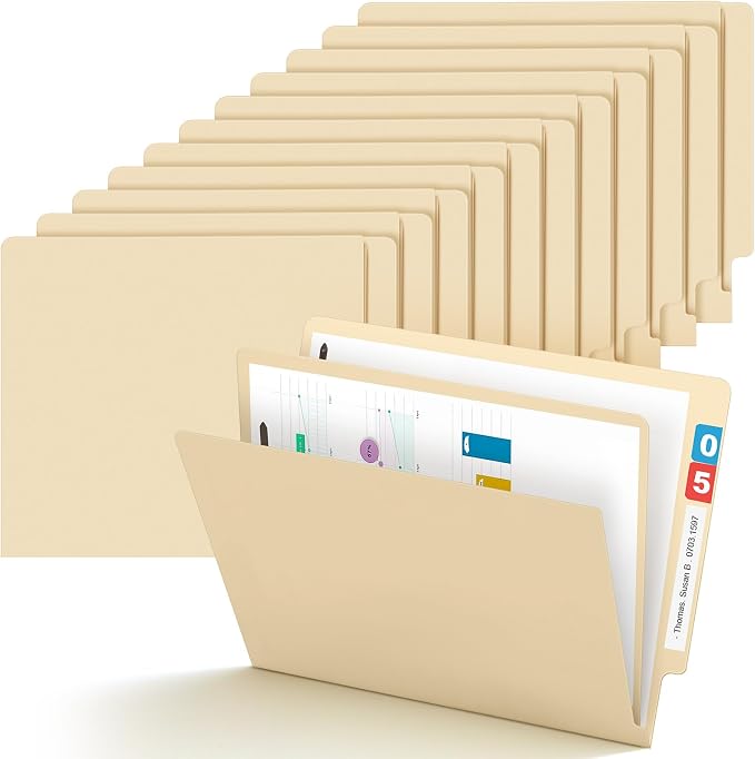 Skyygemm 24 Pack Classification Folders, Letter Size,1 Dividers,Beige | Pressboard File Folders, 2 Prong Fasteners, 2" Expanding, Manila, End Tab, for Office School Legal Records Medical by Skyygemm