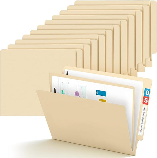 Skyygemm 24 Pack Classification Folders, Letter Size,1 Dividers,Beige | Pressboard File Folders, 2 Prong Fasteners, 2" Expanding, Manila, End Tab, for Office School Legal Records Medical by Skyygemm