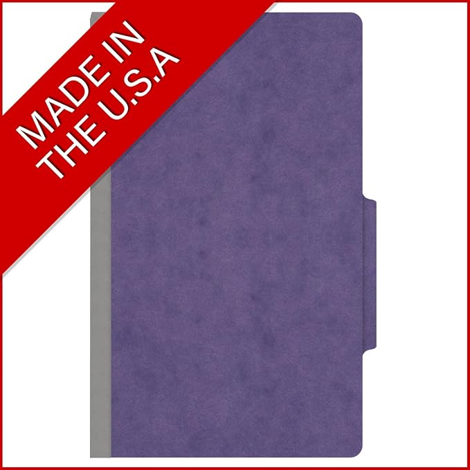 25 Pt. Pressboard Classification Folders, 2/5 Cut ROC Top Tab, Legal Size, 1 Divider, Purple (Box of 10) - Image 5