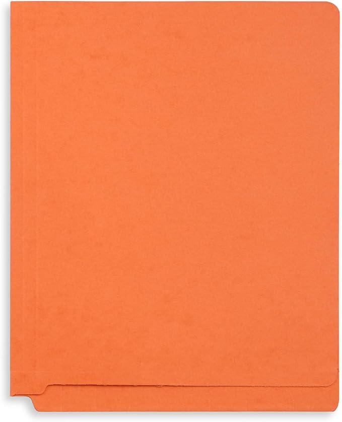 Blue Summit Supplies 50 Orange End Tab Fastener File Folders, Letter Size | Durable 11pt orange paper, straight cut end tabs, 2 prong fasteners, medical files, receipts, office reports - Image 6