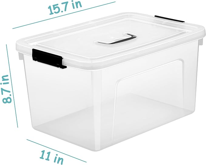 19 Quart Plastic Storage Bins with Lids, 6-Pack Stackable Clear Storage Organizing Box with Handle - Image 2