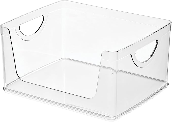 iDesign Stackable Open-Front Storage Bin with Handles, Clear | For Kitchen, Made in USA - Image 9