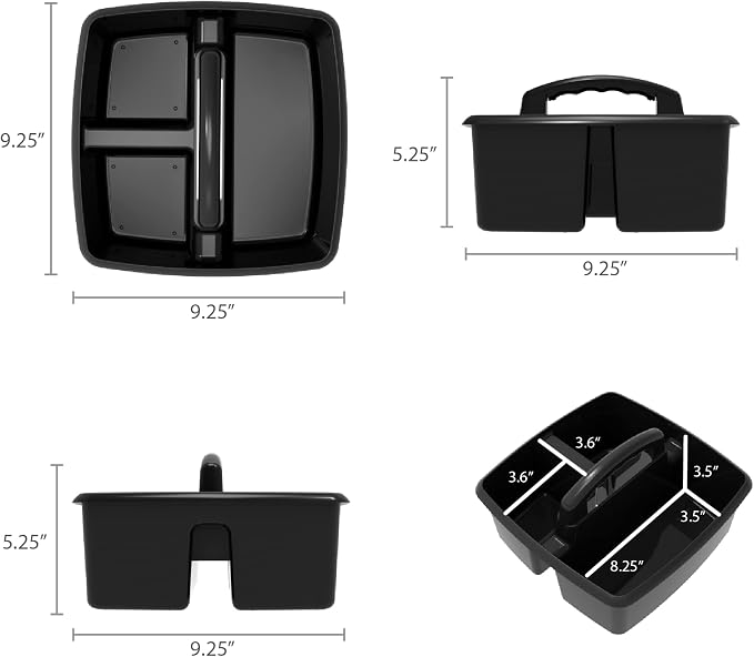 Storex 3-Compartment Small Cleaning Caddy – Multipurpose Supply Organizer with Handle, Black, 6-Pack (00972A06C) - Image 7