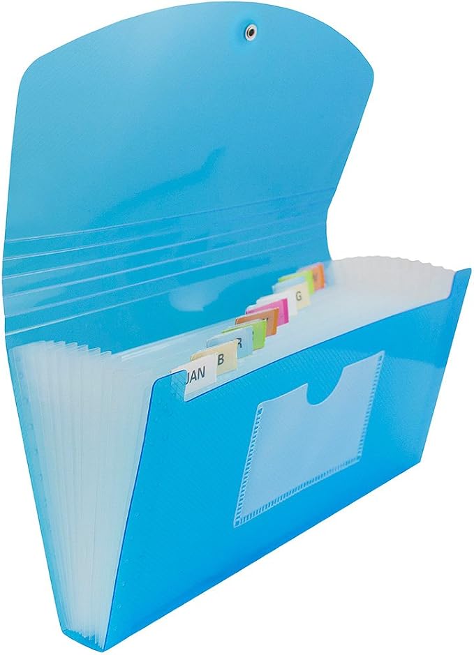 JAM PAPER Accordion Folders - 13 Pocket Plastic Expanding File - Check Size - 5 x 10 1/2 - Blue - 2/Pack by JAMPaper