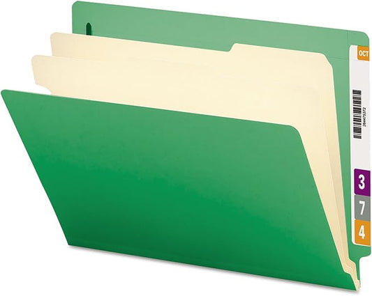 Smead End Tab Classification File Folder, 2 Dividers, 2" Expansion, Letter Size, Green, 10 per Box (26837) by SMEAD