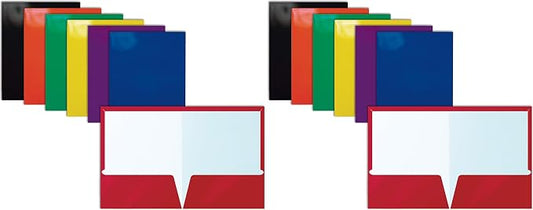 Better Office Products 2 Pocket Glossy Laminated Paper Folders, Assorted Colors, Letter Size, Paper Portfolios Box of 25 Assorted Color Folders (no prongs) (Pack of 2) by BetterOfficeProducts