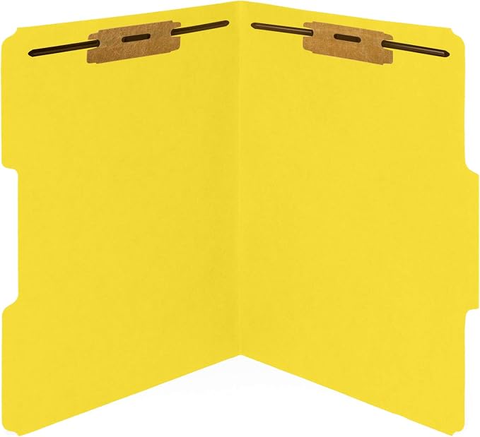 Blue Summit Supplies 50 Yellow Fastener File Folders, Letter, 2 Prong | Durable 11pt yellow paper, letter size, 1/3 cut reinforced tabs, bonded 2 prong fasteners, medical and office files - Image 4