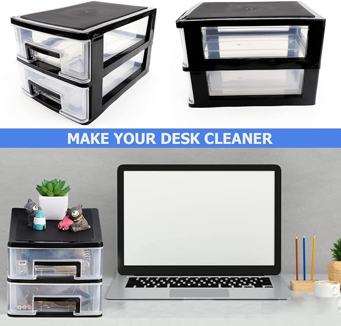 2 Tier Plastic Drawer Organizer Storage Box for Desk, Cosmetics, Jewelry, Office Supplies, Home Organization (8.46" x 5.9" x 5.11") - Image 7