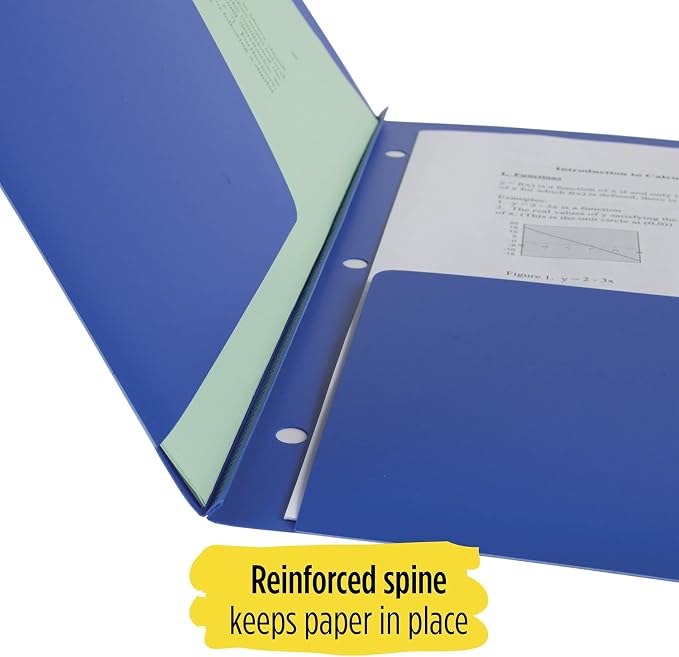 Five Star 2 Pocket Folders, Stay-Put Folder, Folders with Pockets, Prongs, Fasteners, Assorted Colors, 12 Pack (52162) - Image 3