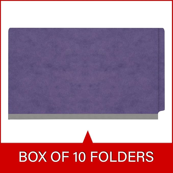 Ecom Folders End Tab Pressboard Classification Folders | Legal Size 25 Pt Stock with 2 Dividers and 2" Tyvek Expansion | Medical, Legal & Office Records Organizer | Purple, Box of 10 - Image 6