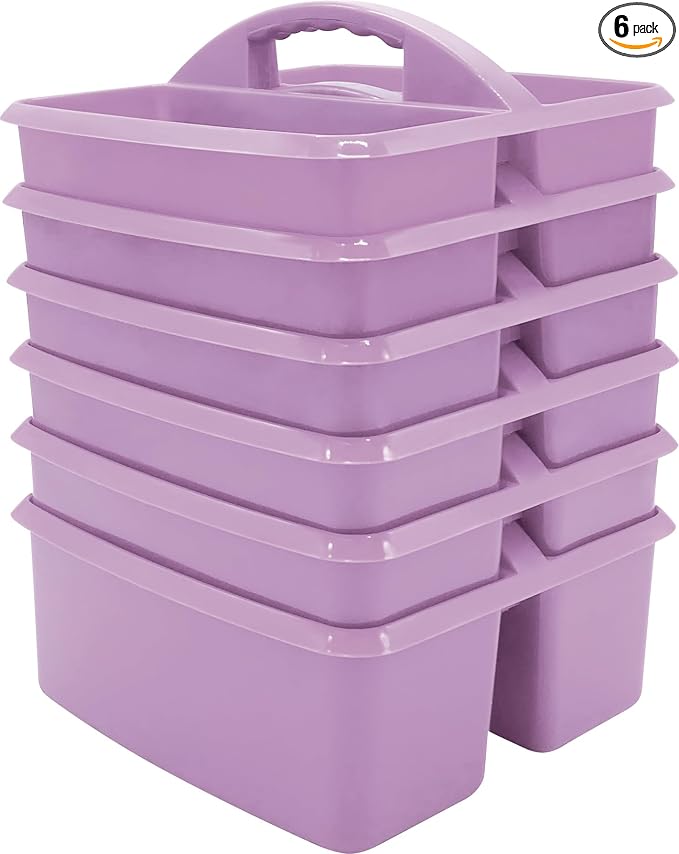 Teacher Created Resources Lavender Portable Plastic Storage Caddy 6-Pack for Classrooms, Kids Room, and Office Organization, 3 Compartments (TCR2088745) by TeacherCreatedResourcesOS