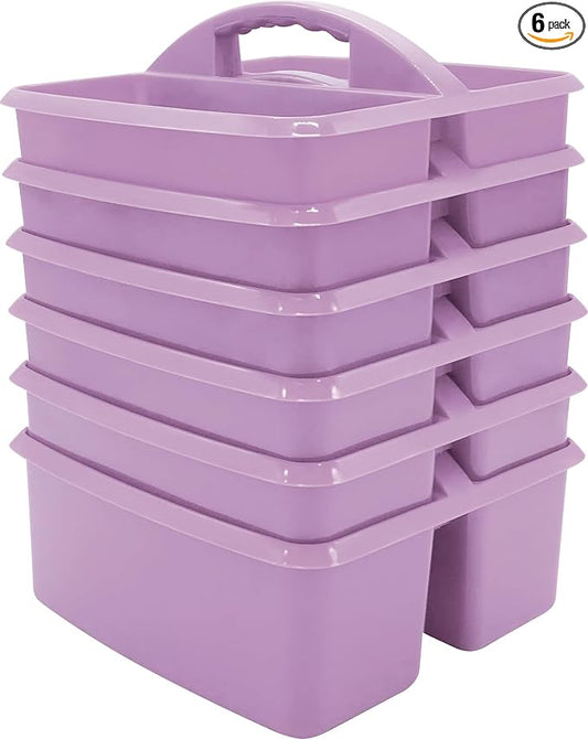 Teacher Created Resources Lavender Portable Plastic Storage Caddy 6-Pack for Classrooms, Kids Room, and Office Organization, 3 Compartments (TCR2088745) by TeacherCreatedResourcesOS