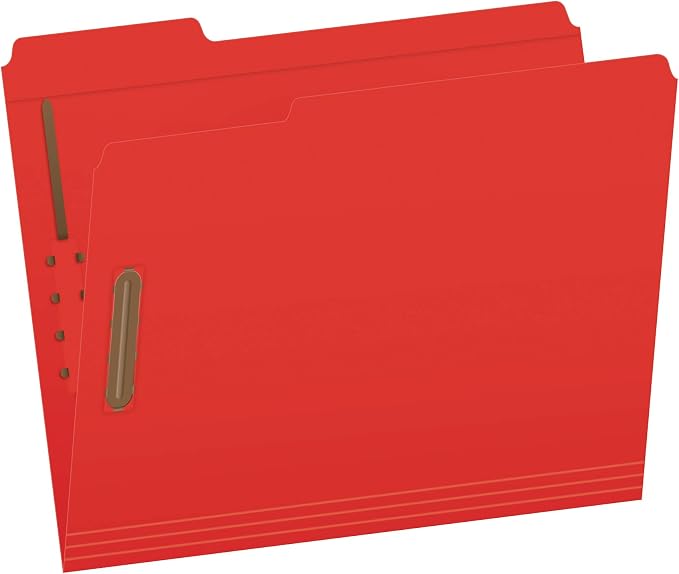 Pendaflex Fastener Folders, Letter Size, Red, 50 per Box, with 2 Fasteners and 1/3 Cut Tabs in Left, Right, Center Positions - Image 2