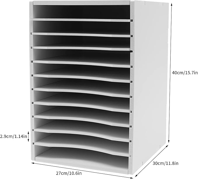Paper File Organizer for Desk Classroom, Desktop Paper File Sorter 11 Compartment File Storage Organizer for Home Office School (White) - Image 5