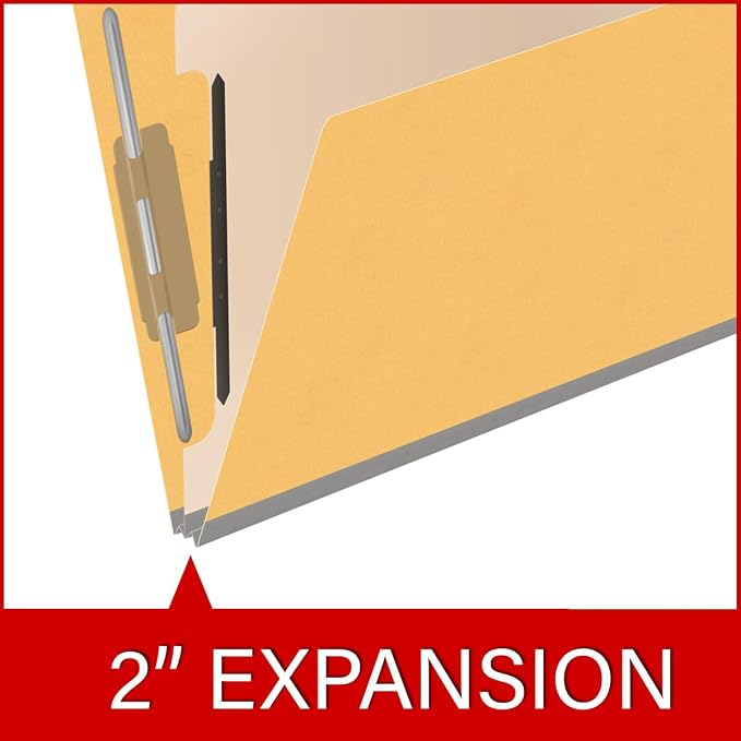 Ecom Folders Heavy Duty Top Tab Classification Folders | Letter Size 18 Pt Stock with 1 Divider | 2/5 Cut Right Position Tab for Medical, Legal and Office Documents | Yellow, Box of 10 - Image 7