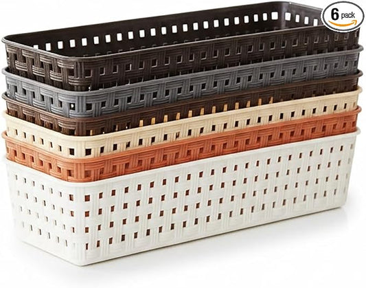 Oblivion Wardrobe Organizer for Storage 6 Pcs - Plastic Multipurpose Desk Organizer Tray, Multicolour Office Drawer Dividers Bins for Household Items, Bathroom, Makeup, Bedroom Dresser & Basket Rack by Oblivion