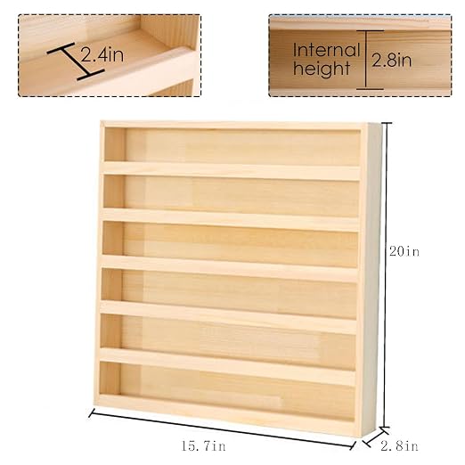 6 Layers Wood Washi Tape Box Organizer Storage with Hanging Hook,Masking Tape Desktop Tape DIY Sticker Roll Tape Cutter Holder Storage,Divider Closet Container Holder for Sewing,Thread - Image 3