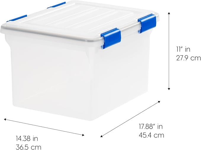 IRIS USA WeatherPro File Box Organizer, Letter/Legal, 32 Qt. 3-Pack, Clear | Store letter and legal documents safely with weather-resistant protection and space-saving stackable storage - Image 2