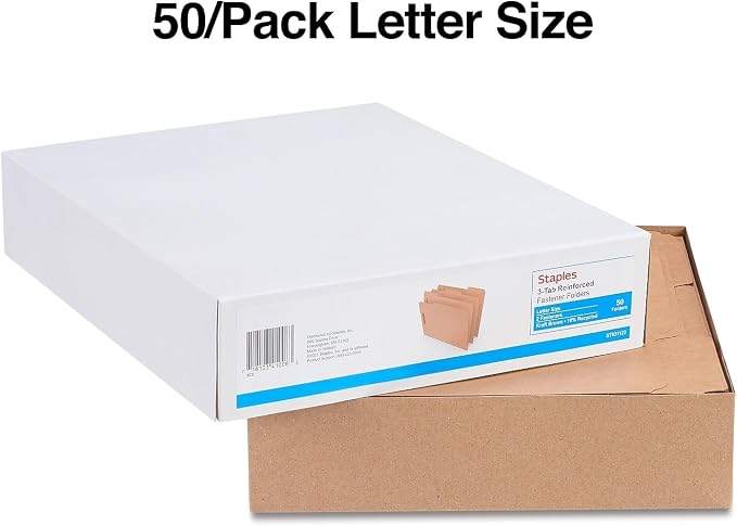 Staples® Reinforced Classification Folder, 2" Expansion, Letter Size, Kraft, 50/Box (ST831123/831123) - Image 3