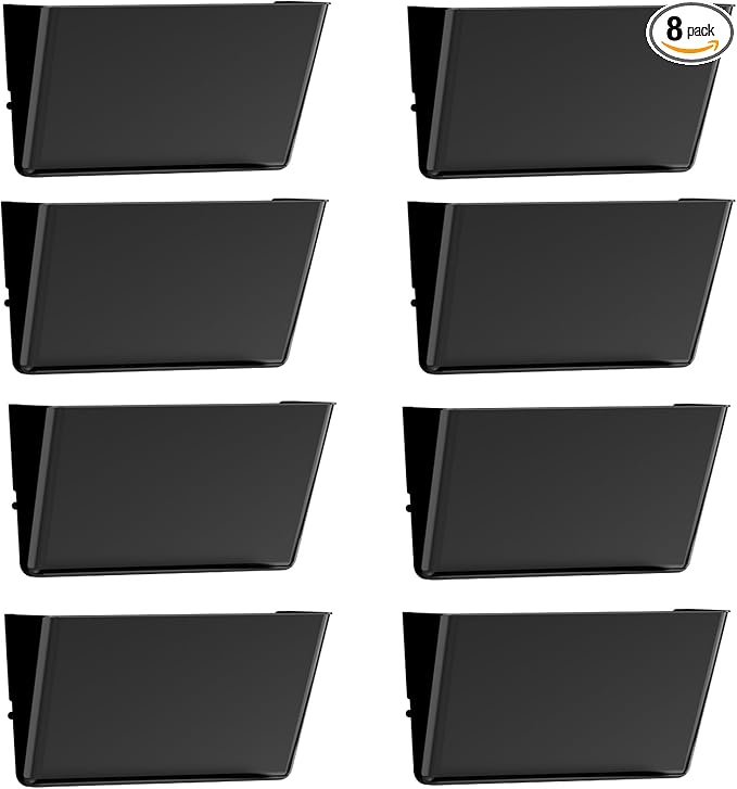 Gawerk Clear Acrylic Single Pocket, Plastic Hanging Wall Mount File Holder for Office Home (Black, 8 Pack) by Gawerk