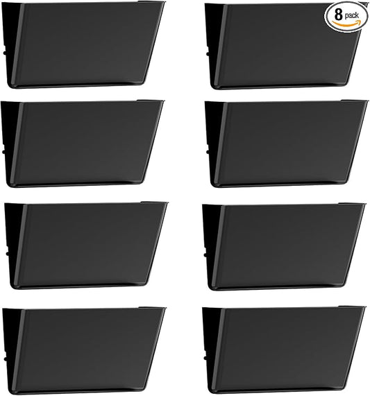 Gawerk Clear Acrylic Single Pocket, Plastic Hanging Wall Mount File Holder for Office Home (Black, 8 Pack) by Gawerk