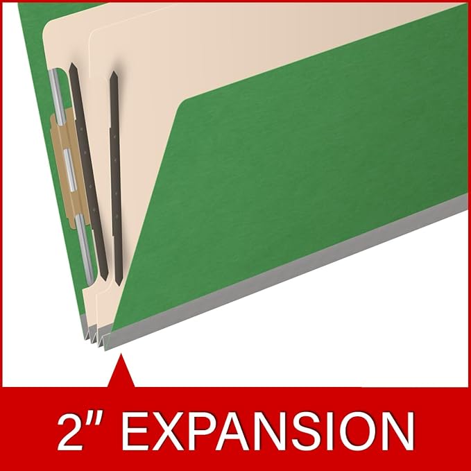 25 Pt. Pressboard Classification Folders, 2/5 Cut ROC Top Tab, Legal Size, 2 Dividers, Moss Green (Box of 10) - Image 7