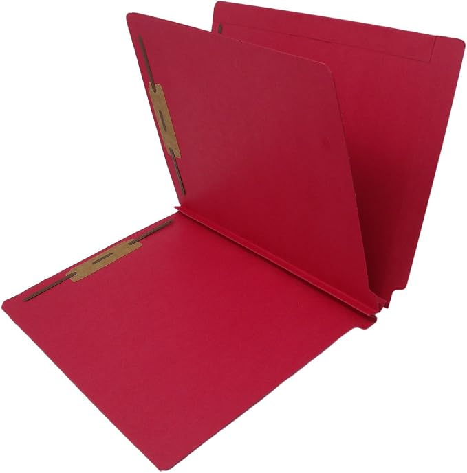 14 Pt. Red Classification Folders, Full Cut End Tab, Letter Size, 1 Divider (Box of 25) by Ecom+Folders
