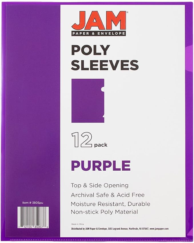 JAM PAPER Plastic Sleeves - Letter Size - 9 x 11 1/2 - Purple Project Pockets - 120 Bulk Page Protectors/Pack - Image 3