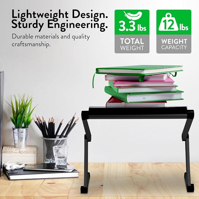 Uncaged Ergonomics Adjustable Book Holder, Tablet & Laptop Stand, Aluminum Portable Reading Stand for Textbooks & Cookbooks, Recipe Holder for Kitchen Counter, Black - Image 5