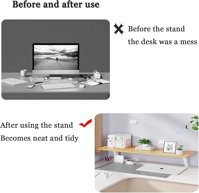 Clamp On Desk Shelf, Adjustable Desktop Extender Storage Organizer | Space Saving Desk Shelf No Drill For Office, Dorm, Home Desk Organization (31.4 x 7.8 in) - Image 4