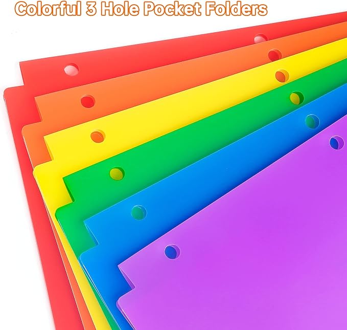 ShyLizard 6Pack Folders with Pockets,Plastic 2 Pocket Folders, Pocket Folders with 3 Holes for Letter Size Documents, Heavy Duty Plastic 2 Pocket for School Home Work and Office, Assorted Colors - Image 4