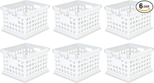 Sterilite Storage Crate Bin File Organizer for Home & Office, White, 6-Pack | Heavy-Duty and Stackable Plastic Boxes and Containers for Desk, Cabinet, Dorm, Garage, or Utility Organization by Sterilite