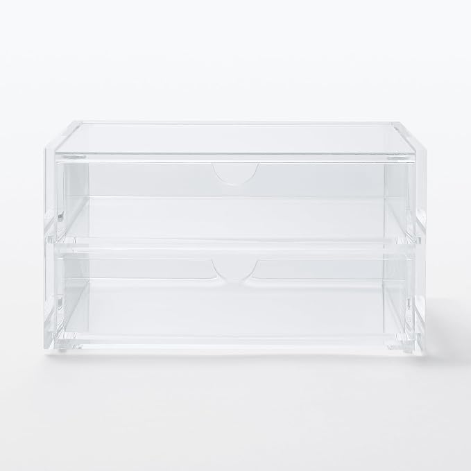 MUJI Acrylic Stackable 2 Drawer Sorage Case with Lid, Small, 17.5 cm Width x 13 cm Depth x 9.5 cm Height - Image 4